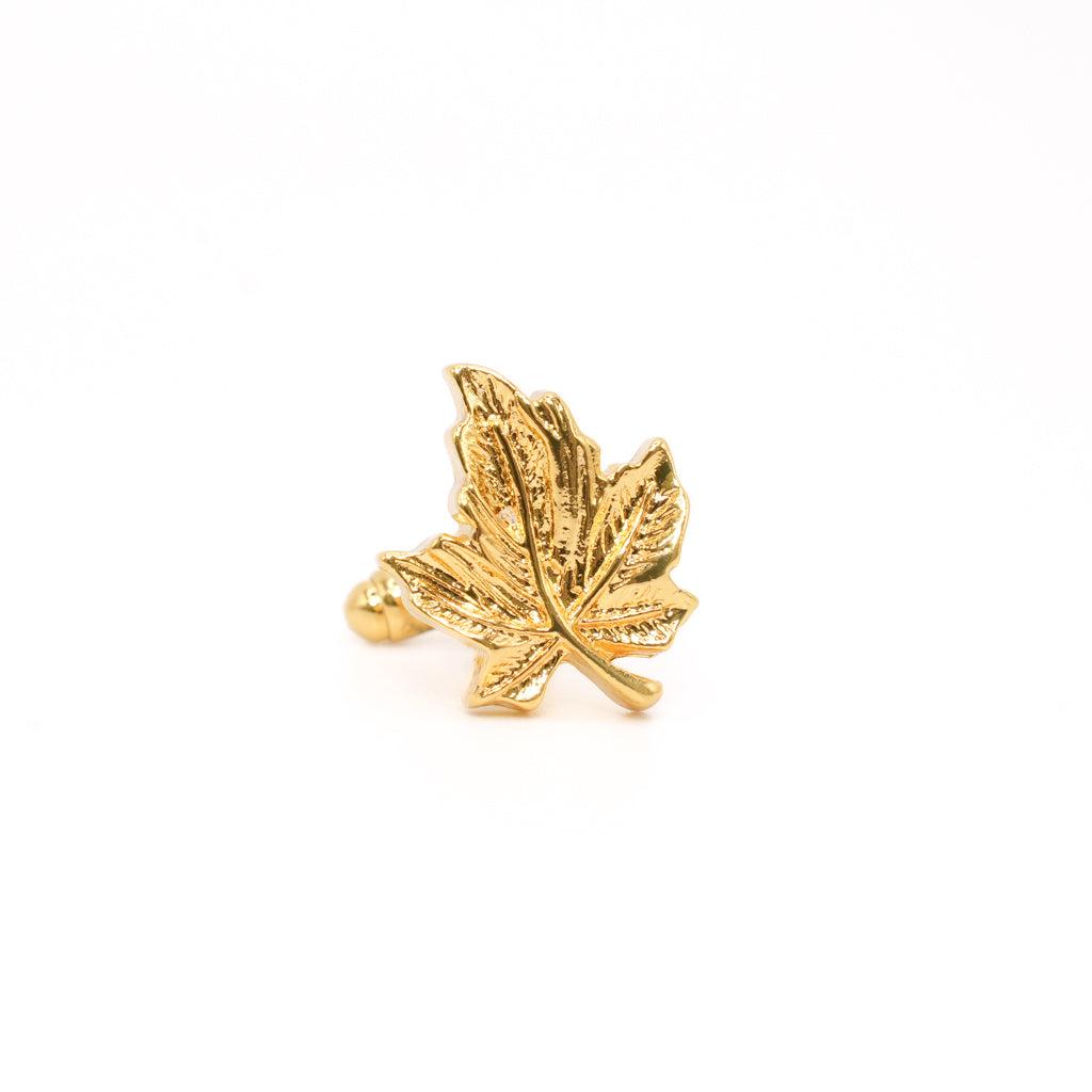 Gold-Plated Maple Leaf Design Cuff Links Product Image