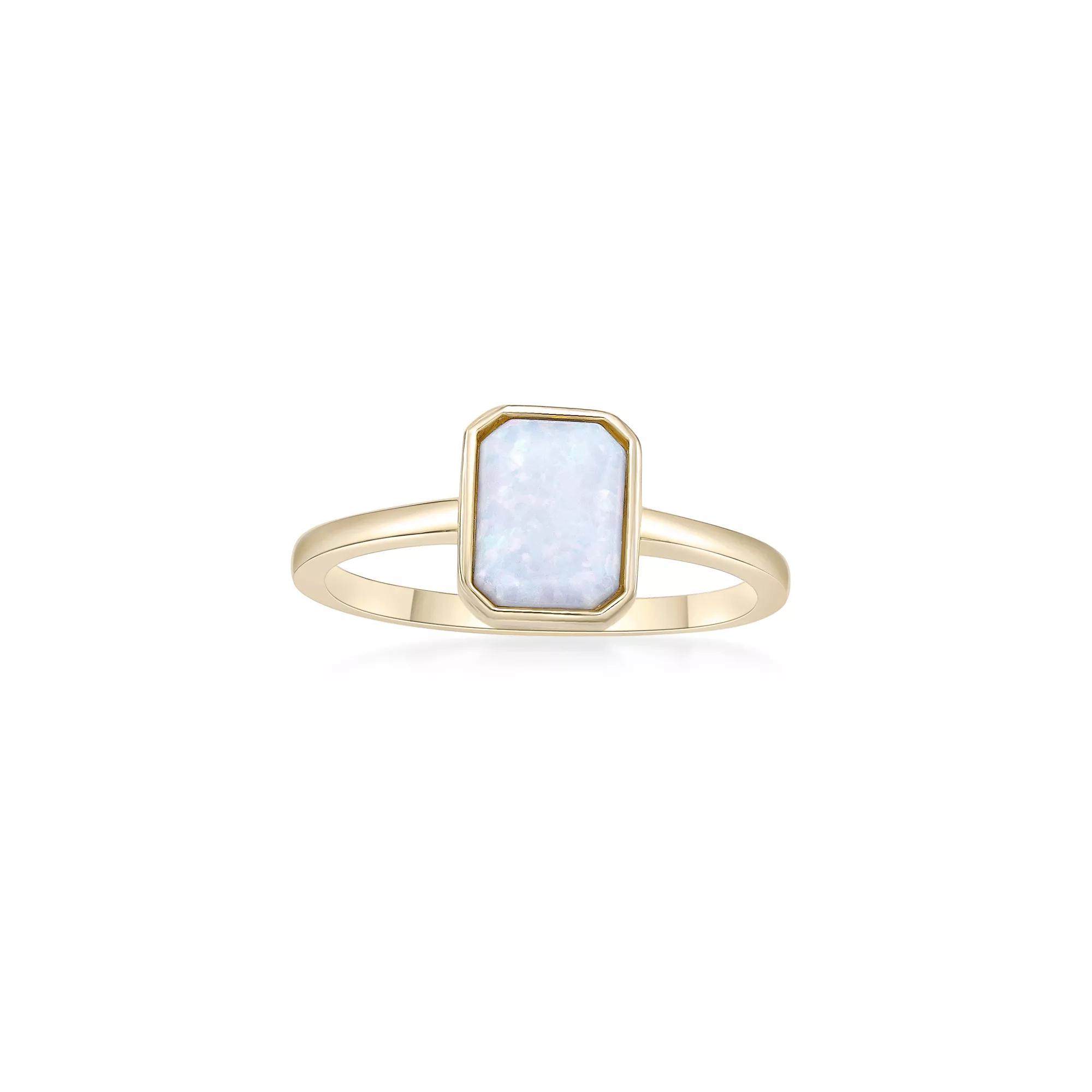 Gemminded 2 Micron Gold Over Silver Lab-Created Opal Ring, Women's, Size: 8, Gold Tone Product Image