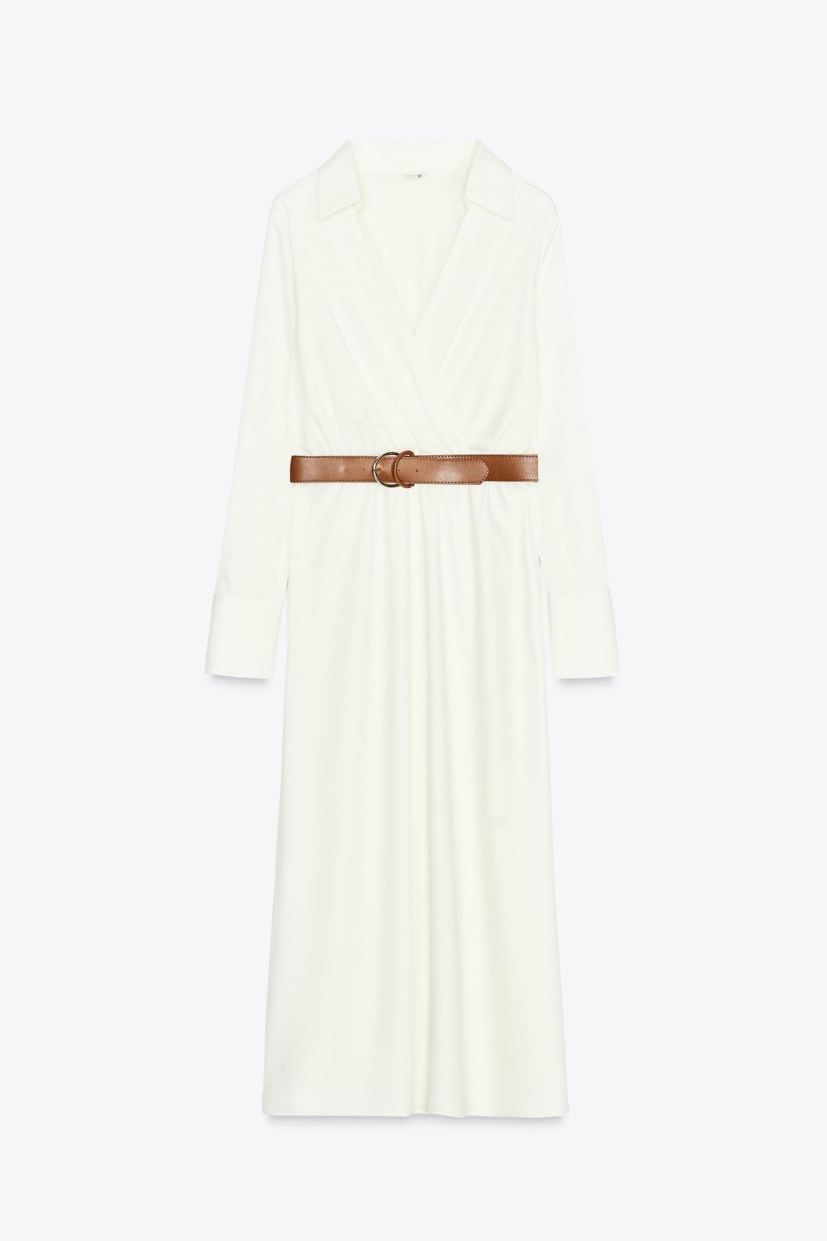 BELTED SATIN EFFECT DRESS Product Image