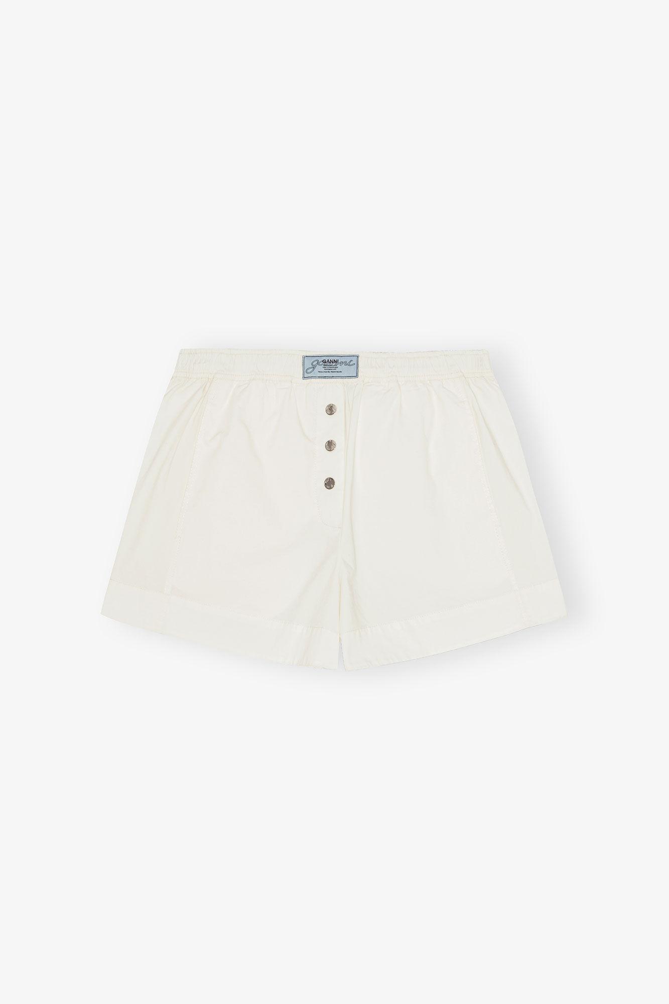 White Cotton Shorts Product Image