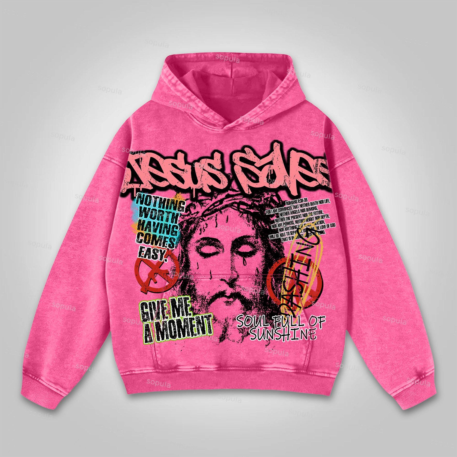 Sopula Casual The Brain Explodes Graphic Washed Hoodie Product Image