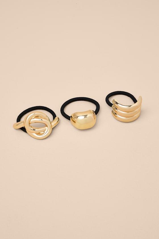 Shelby Gold Three-Piece Ponytail Holder Set Product Image