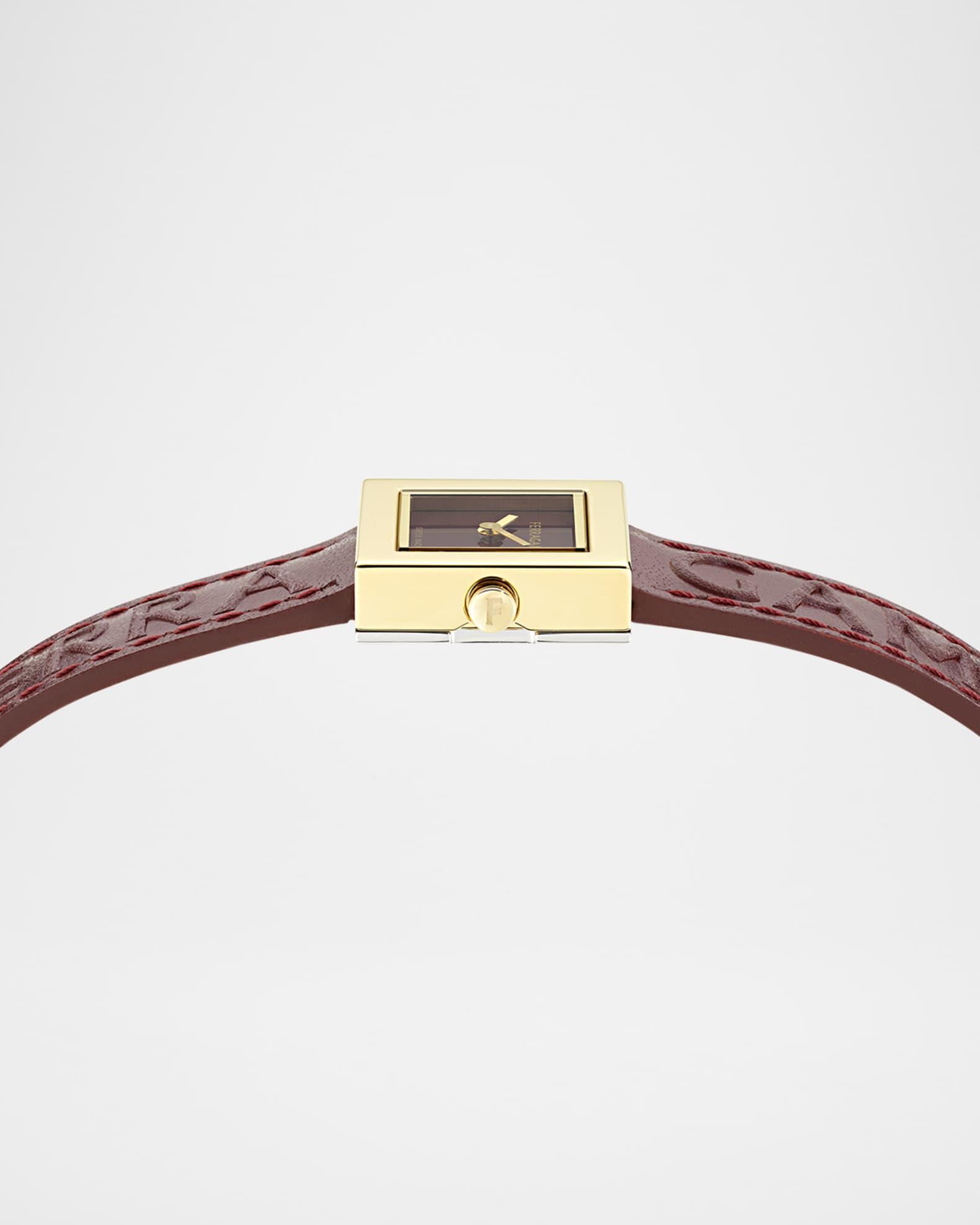 Ferragamo Portrait 20X20MM IP Yellow Gold Leather Watch Product Image