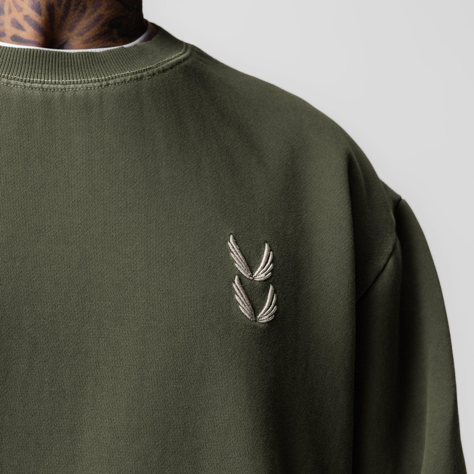 0861. Tech Essential™ Distressed Crewneck - Faded Olive Product Image