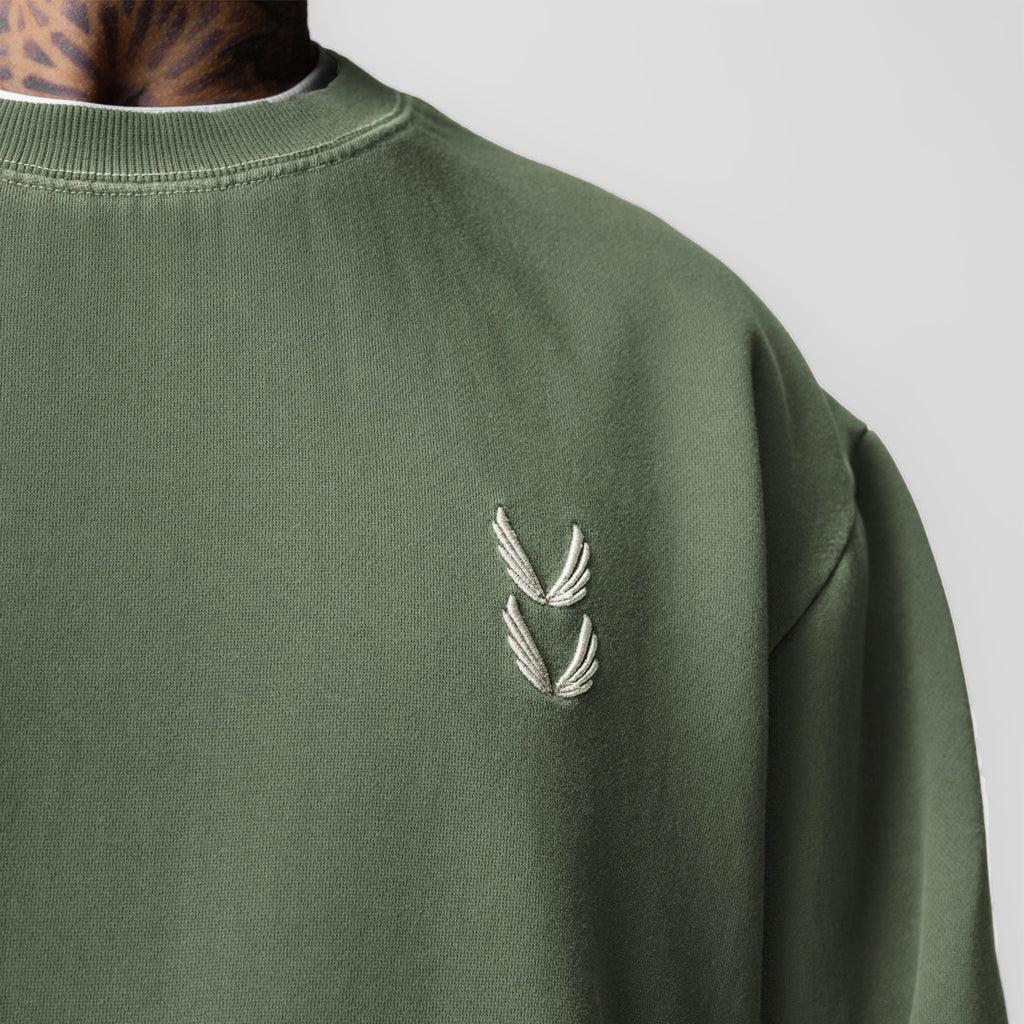 0861. Tech Essential™ Distressed Crewneck - Faded Olive Product Image