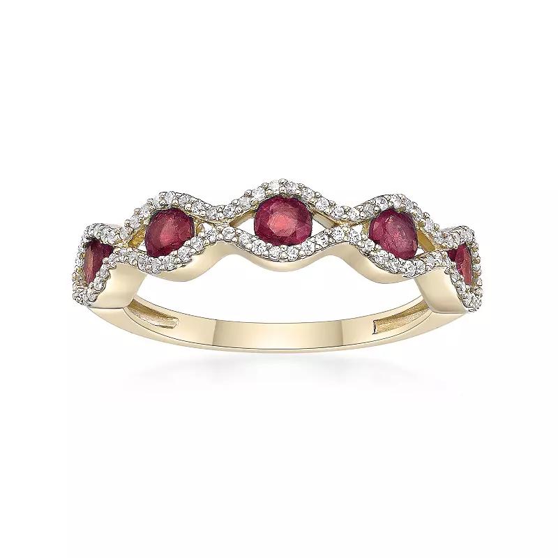 Gemminded 10k White Gold Sapphire & 1/4 Carat T.W. Diamond Ring, Women's,  Product Image