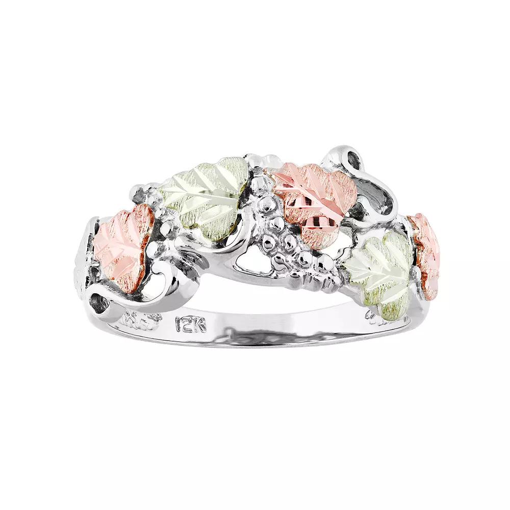 Black Hills Gold Tri-Tone Leaf Ring in Sterling Silver, Women's, Size: 9 Product Image