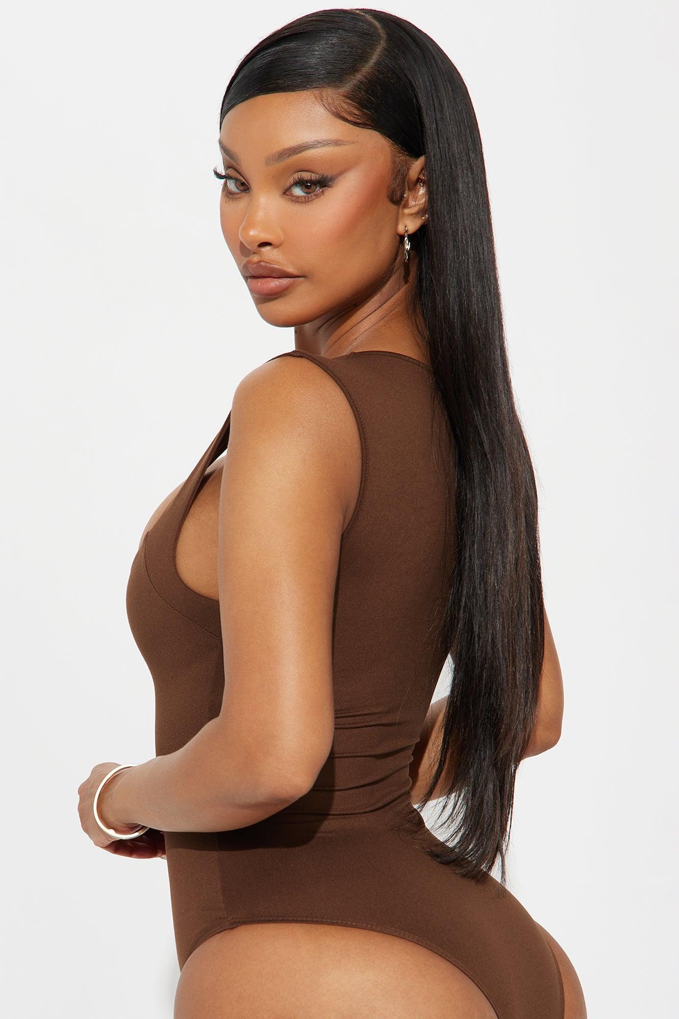 Serena Square Neck Bodysuit - Chocolate Product Image
