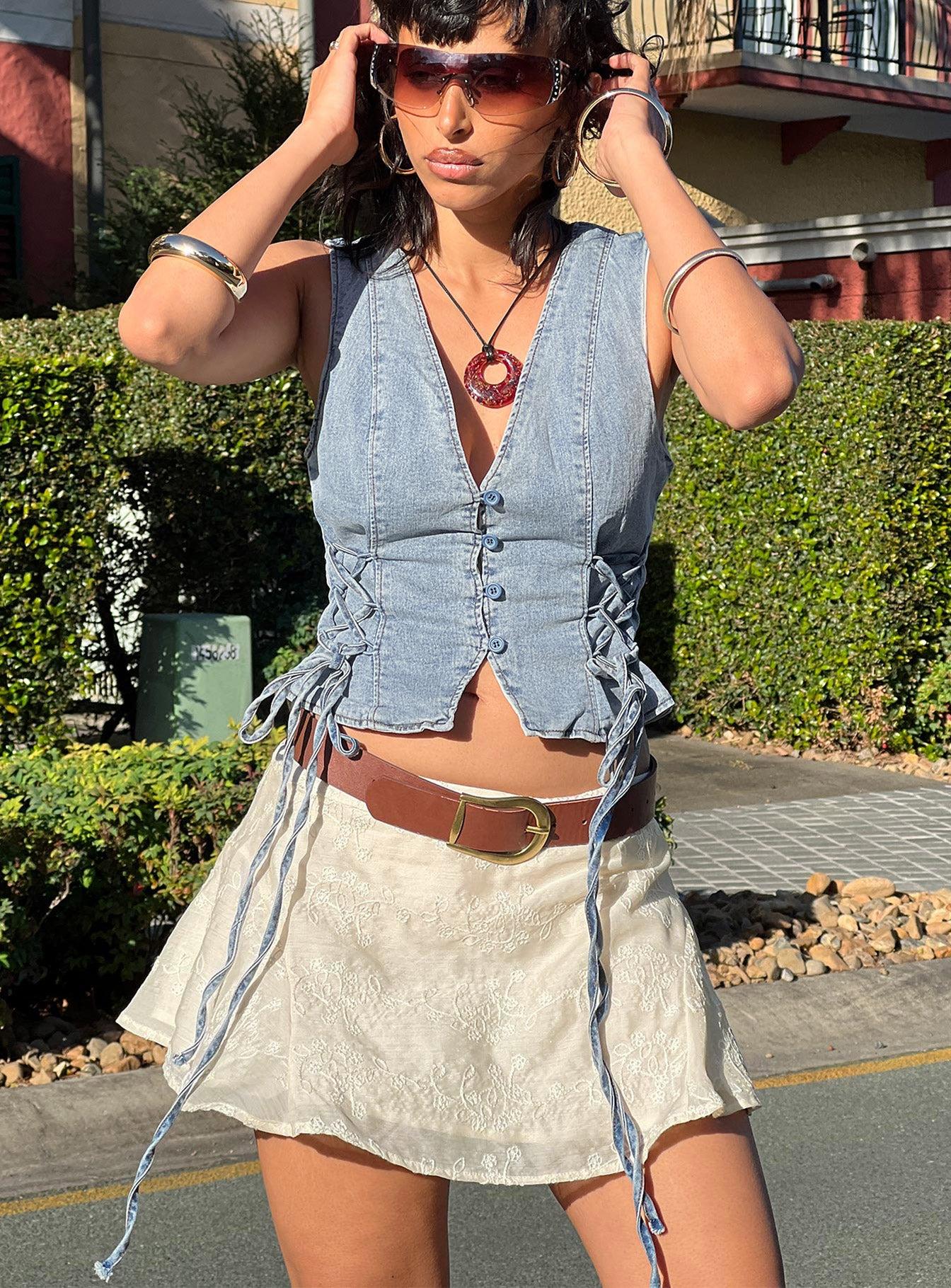 Perilla Mini Skirt Cream Product Image