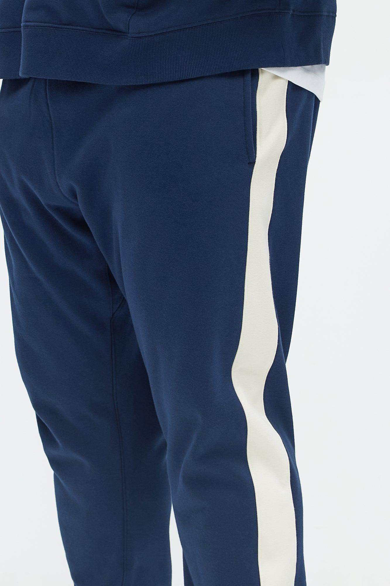 Tyson Heavyweight Striped Jogger - Navy Product Image
