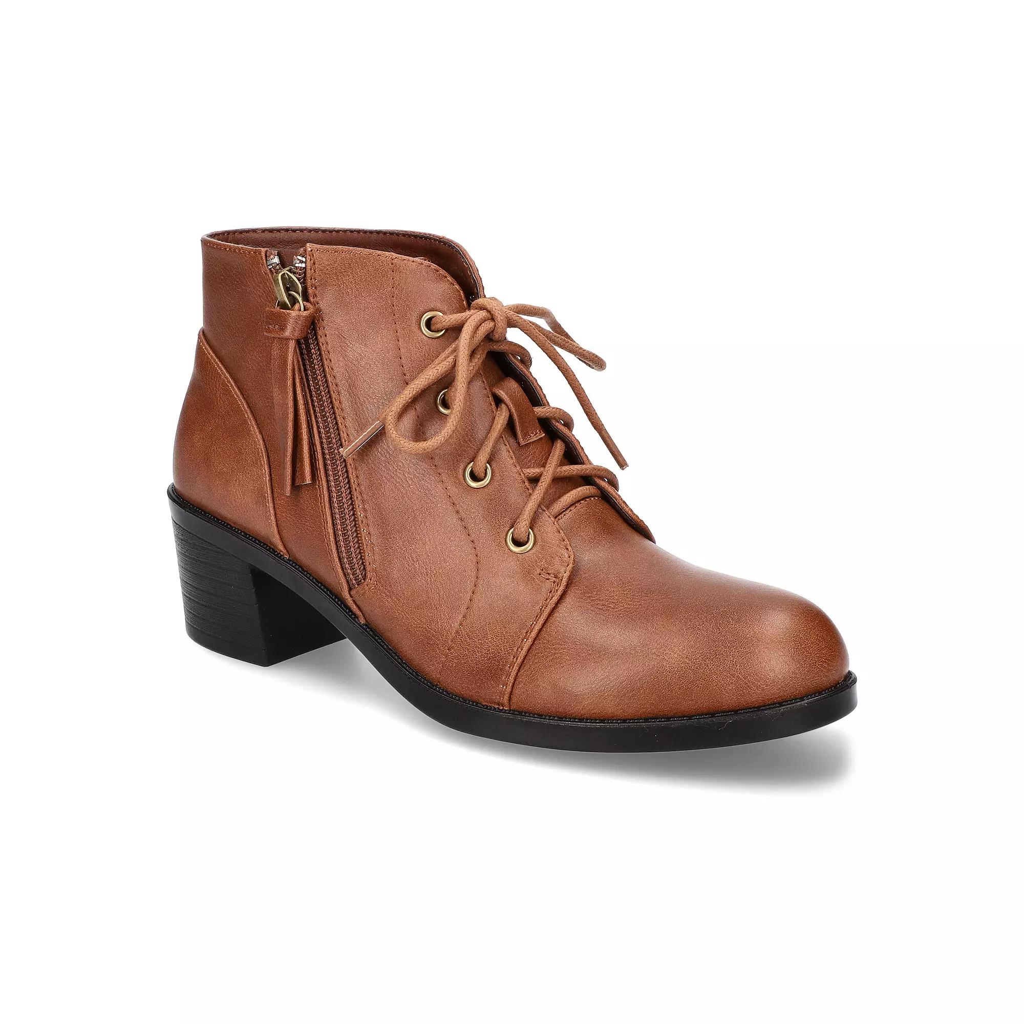 Becker by Easy Street Women's Block Heel Ankle Boots, Size: 9 XW, Brown Product Image