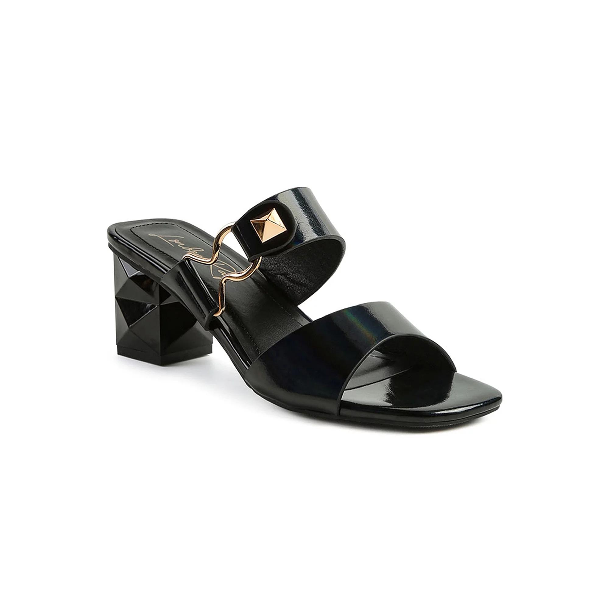 London Rag Hookup Women's Block Heel Slide Sandals, Size: 7, Black Product Image