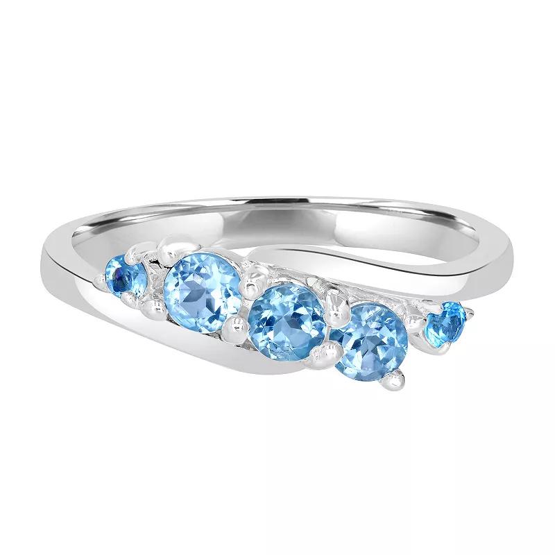 Gemistry Sterling Silver Stone Wave Ring, Women's,  Product Image