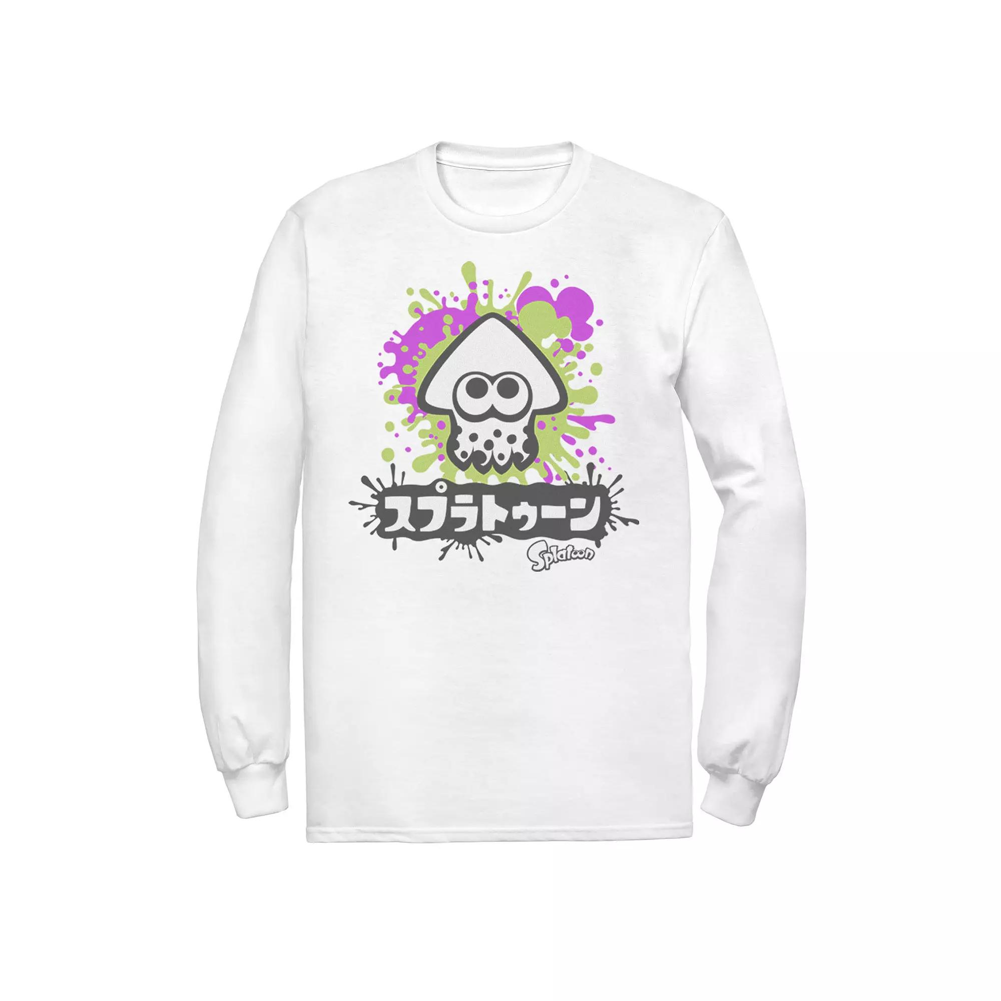 Men's Nintendo Splatoon Inkling Text Splatter Long Sleeve Graphic Tee, Size: Medium, Athletic Grey Product Image