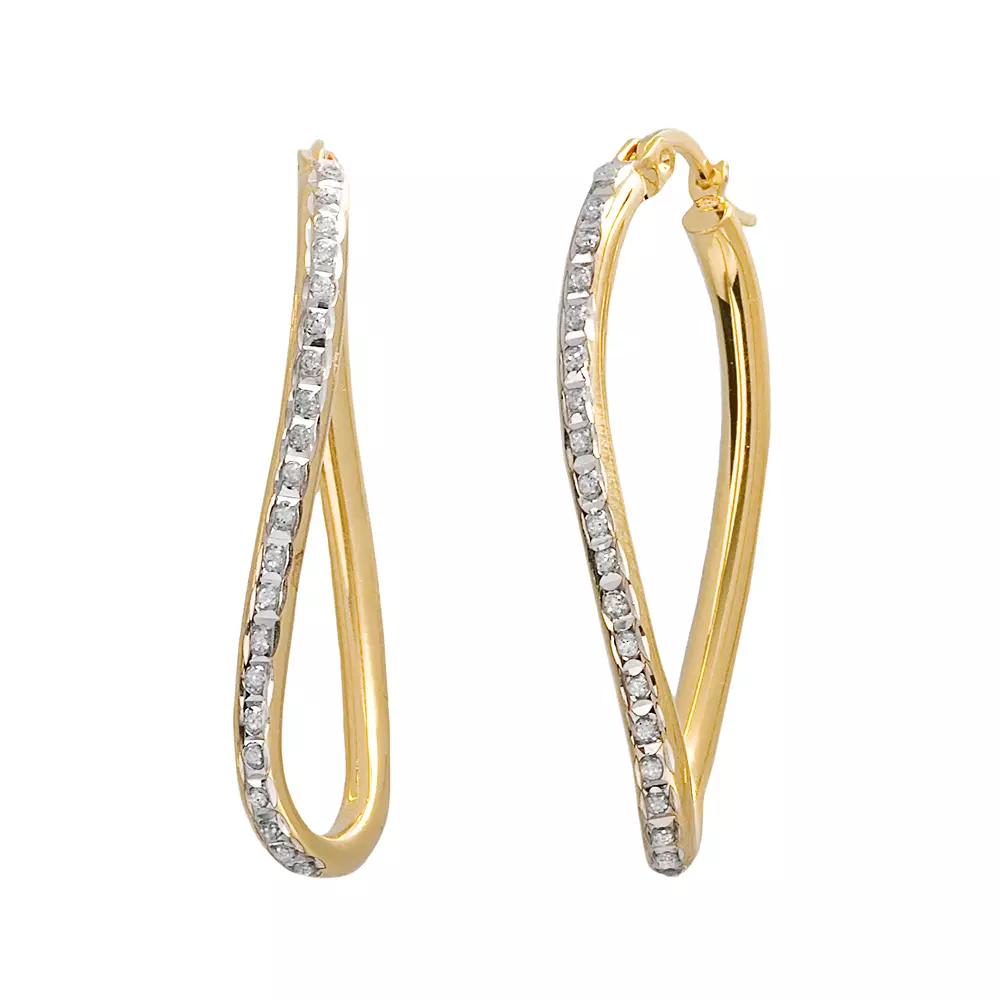 Diamond Mystique 18k Gold Over Silver Figure 8 Hoop Earrings, Women's, Yellow Product Image
