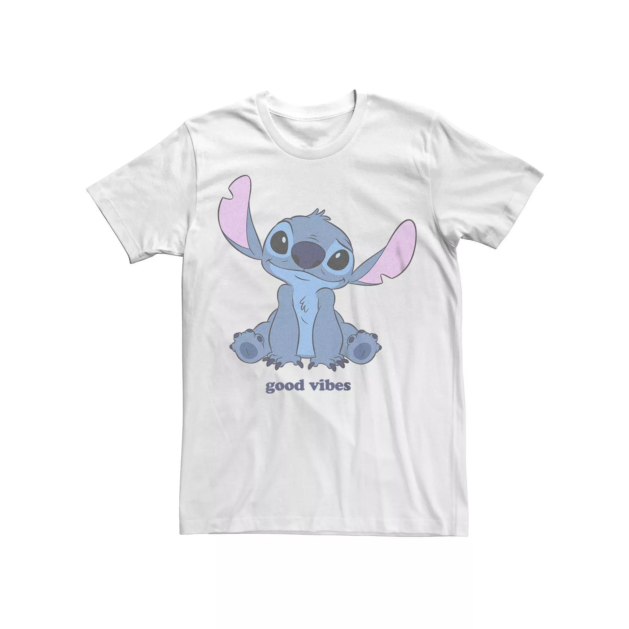 Disney's Lilo & Stitch Good Vibes Stitch Juniors' Boyfriend Graphic Tee, Women's, Size: XL, White Product Image