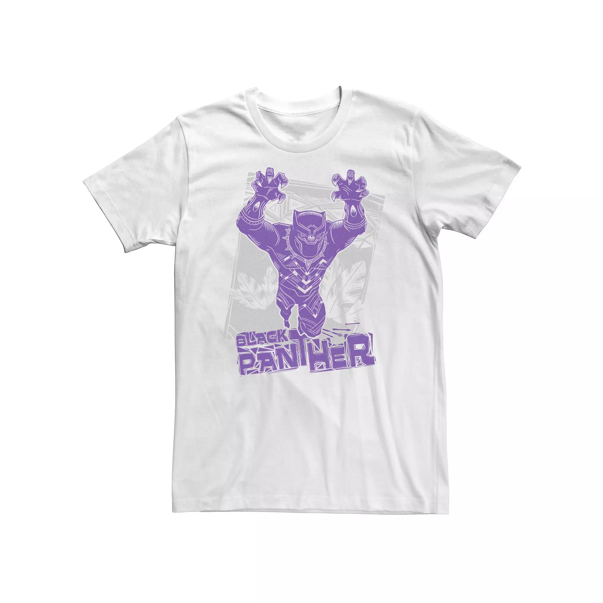 Big & Tall Marvel Black Panther Tropical Woodcut Tee, Men's, Size: 4XL Tall, White Product Image