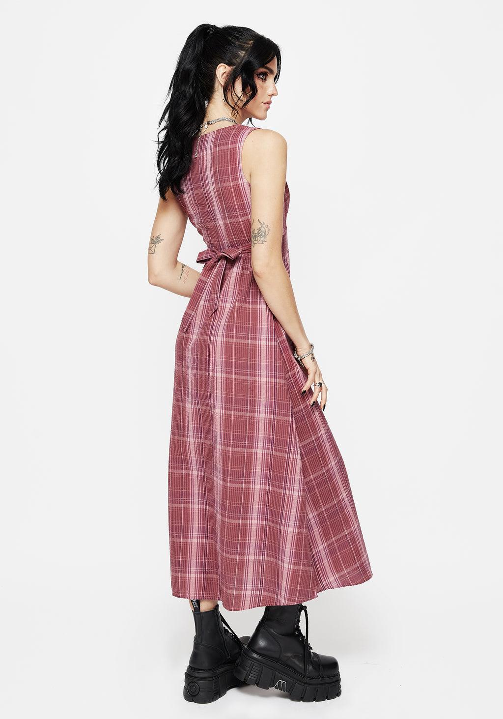 Zorina Cotton Check Midaxi Dress Product Image