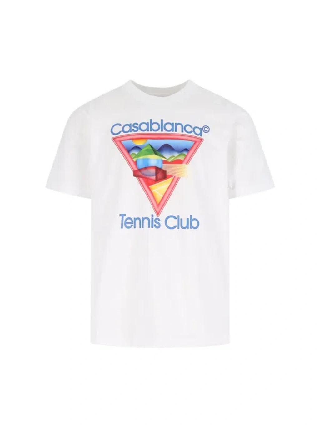 CASABLANCA Cotton Crew Neck T-shirt With Graphic Print In White Product Image