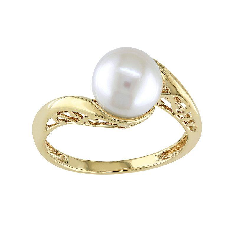 Stella Grace Freshwater Cultured Pearl 10k Gold Swirl Ring, Women's, Size: 10.50, White Product Image