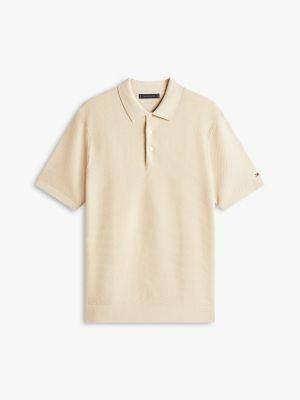 Short-Sleeve Waffled Sweater Polo Product Image