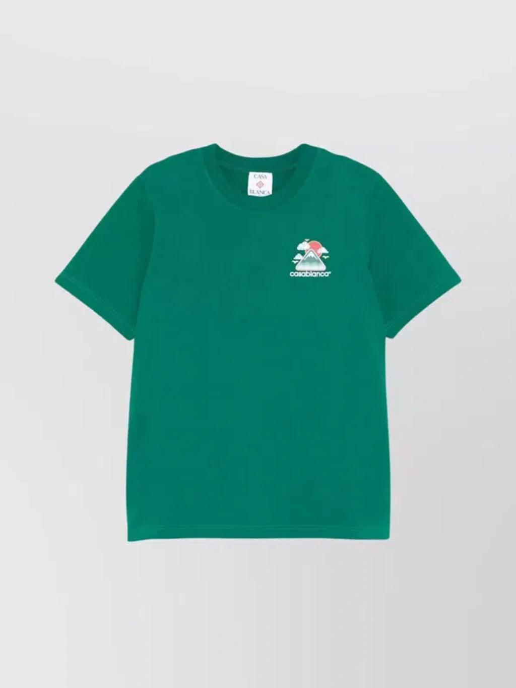 CASABLANCA Mens Montagne Ondulee Brand-print Cotton-jersey T-shirt In Green Product Image