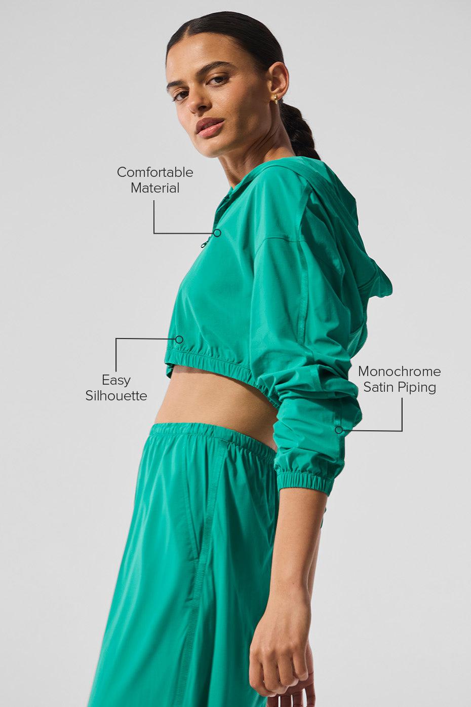 Cropped Breezy Full-Zip Hoodie - Spruce Green Product Image