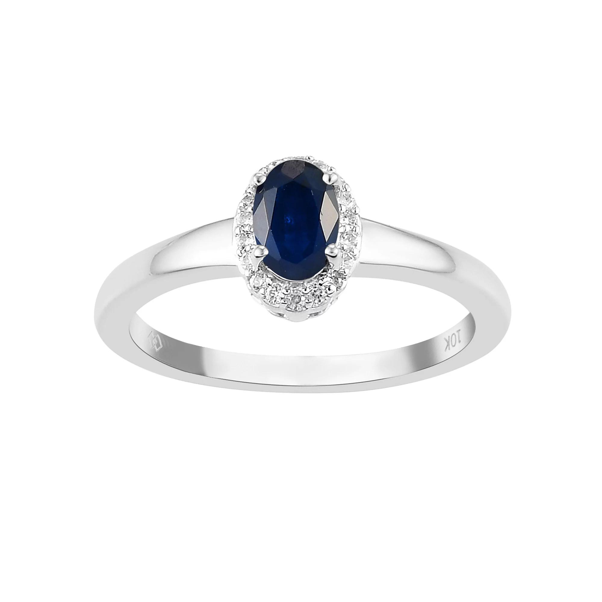 10k White Gold Genuine Blue Sapphire & White Topaz Accent Ring, Women's, Size: 7 Product Image