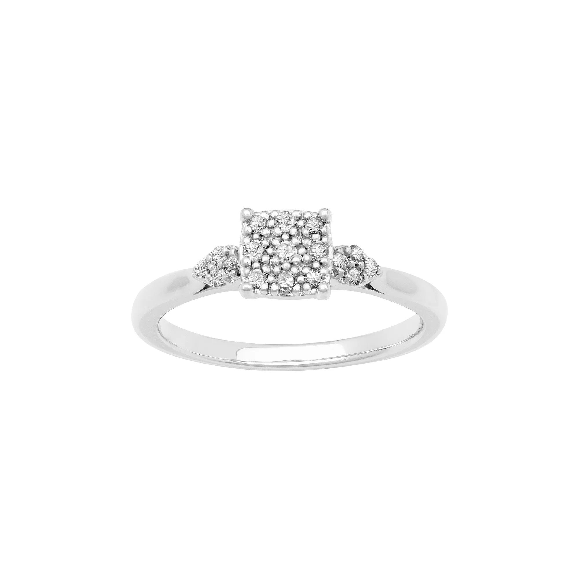 Love Always Sterling Silver 1/6 Carat T.W. Diamond Square Shape Promise Ring, Women's, Size: 5 Product Image