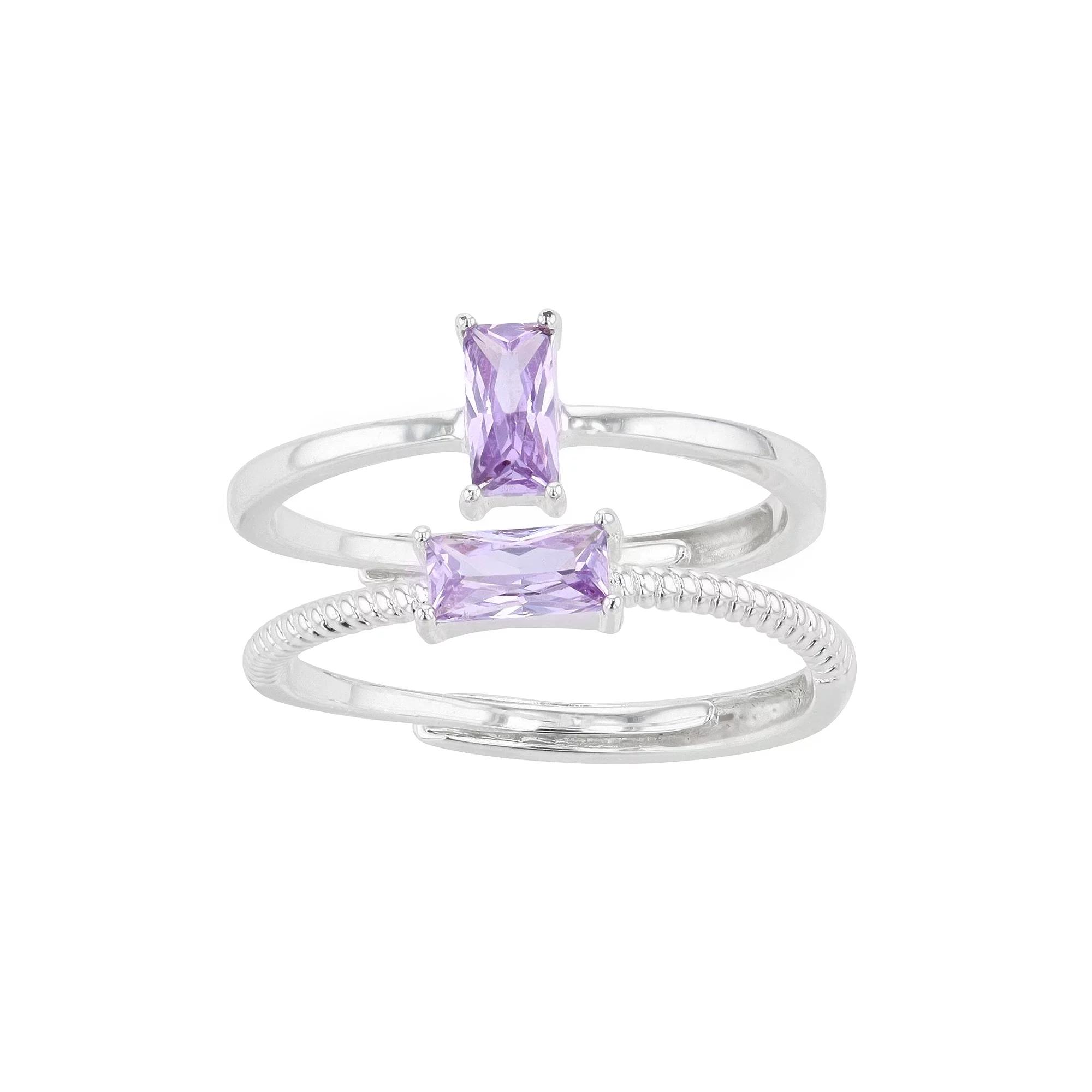 City Luxe Birthstone Simulated Gemstone Duo Ring Set, Women's, Silver Tone June Product Image