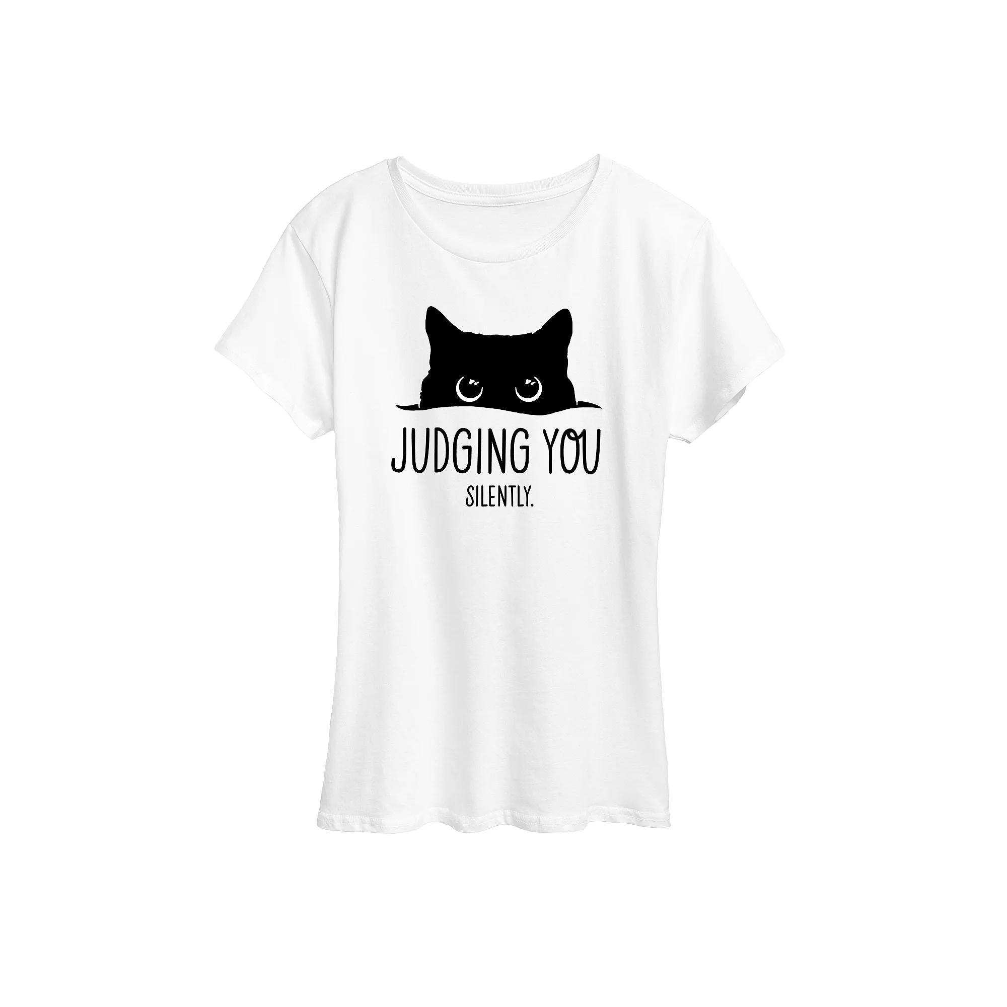 Women's Judging You Silently Cat Graphic Tee, Girl's,  Product Image