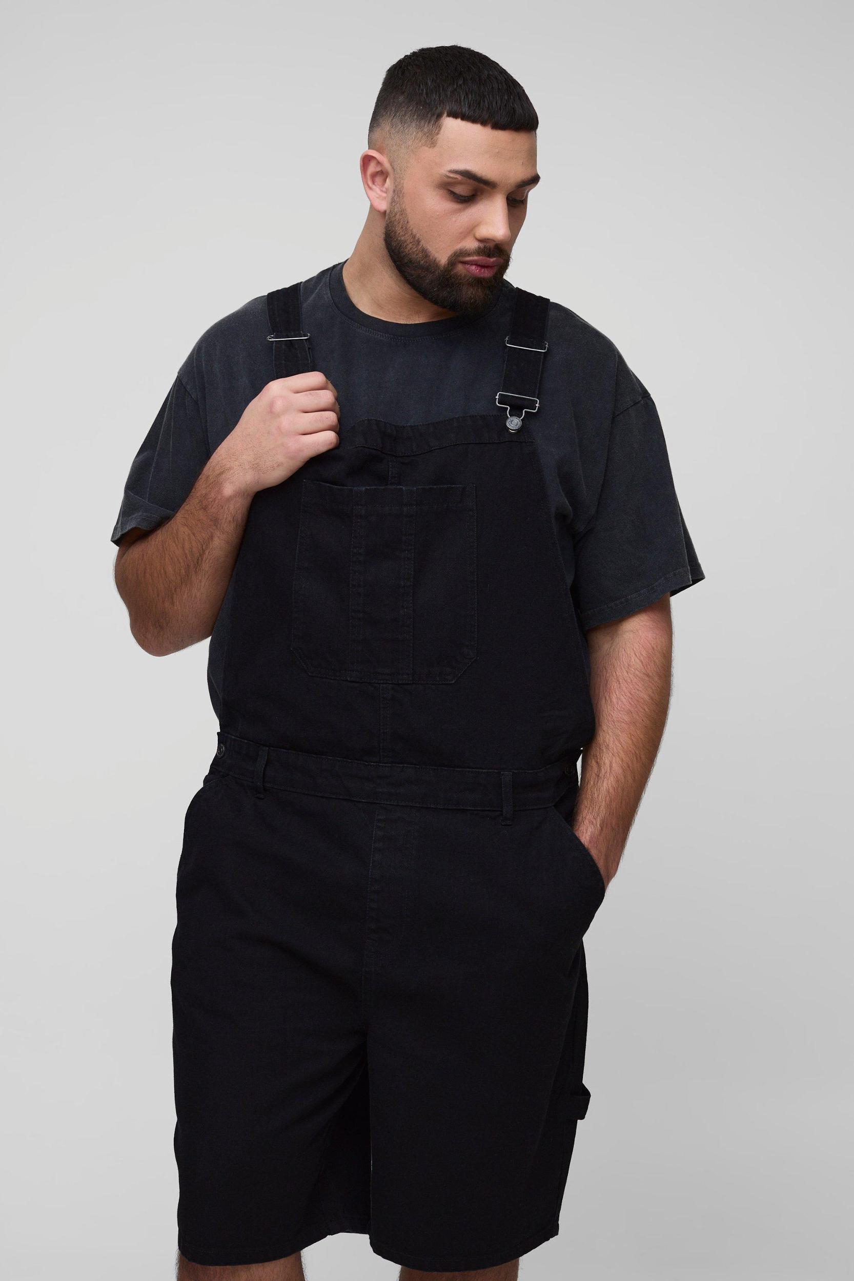 Plus Relaxed Fit Carpenter Short Dungaree | boohooMAN USA Product Image