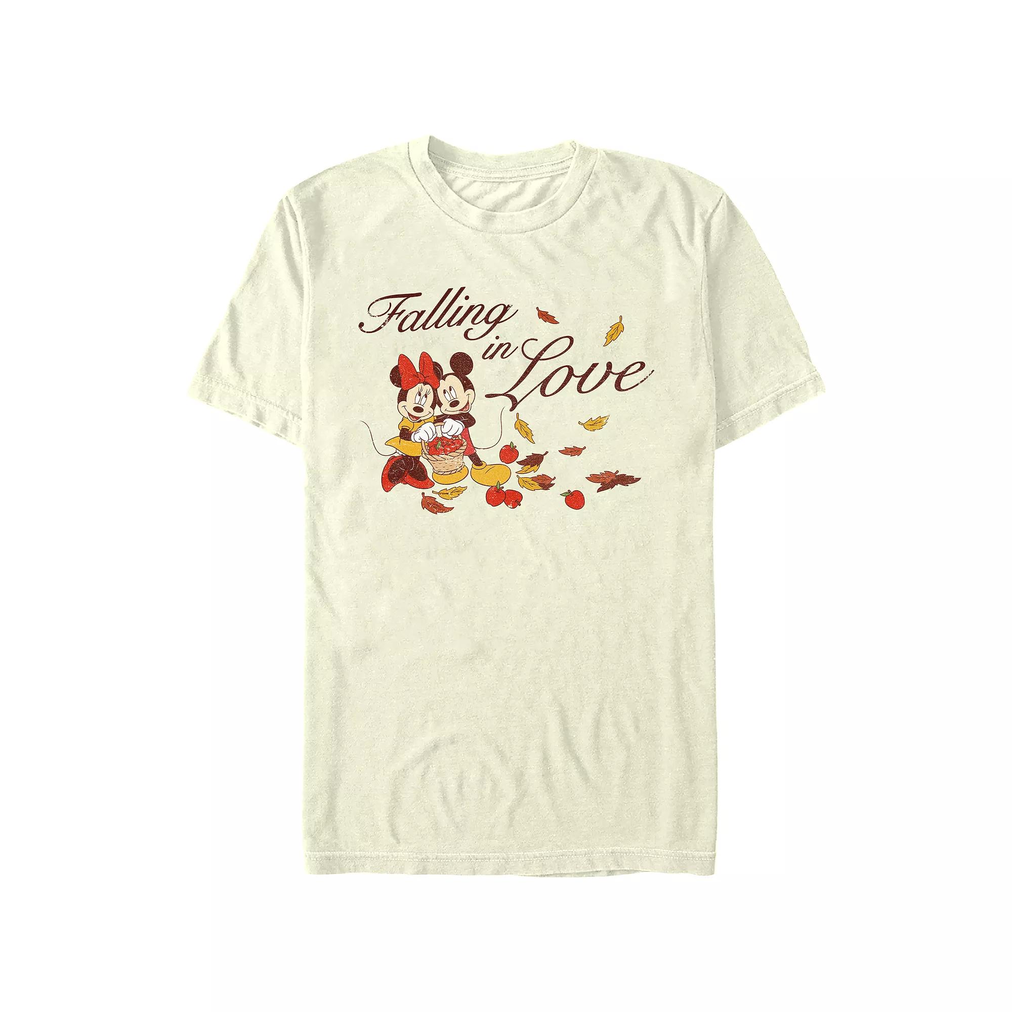Disney's Mickey Mouse And Minnie Falling In Love Men's Graphic Tee, Size: Medium, Natural Product Image