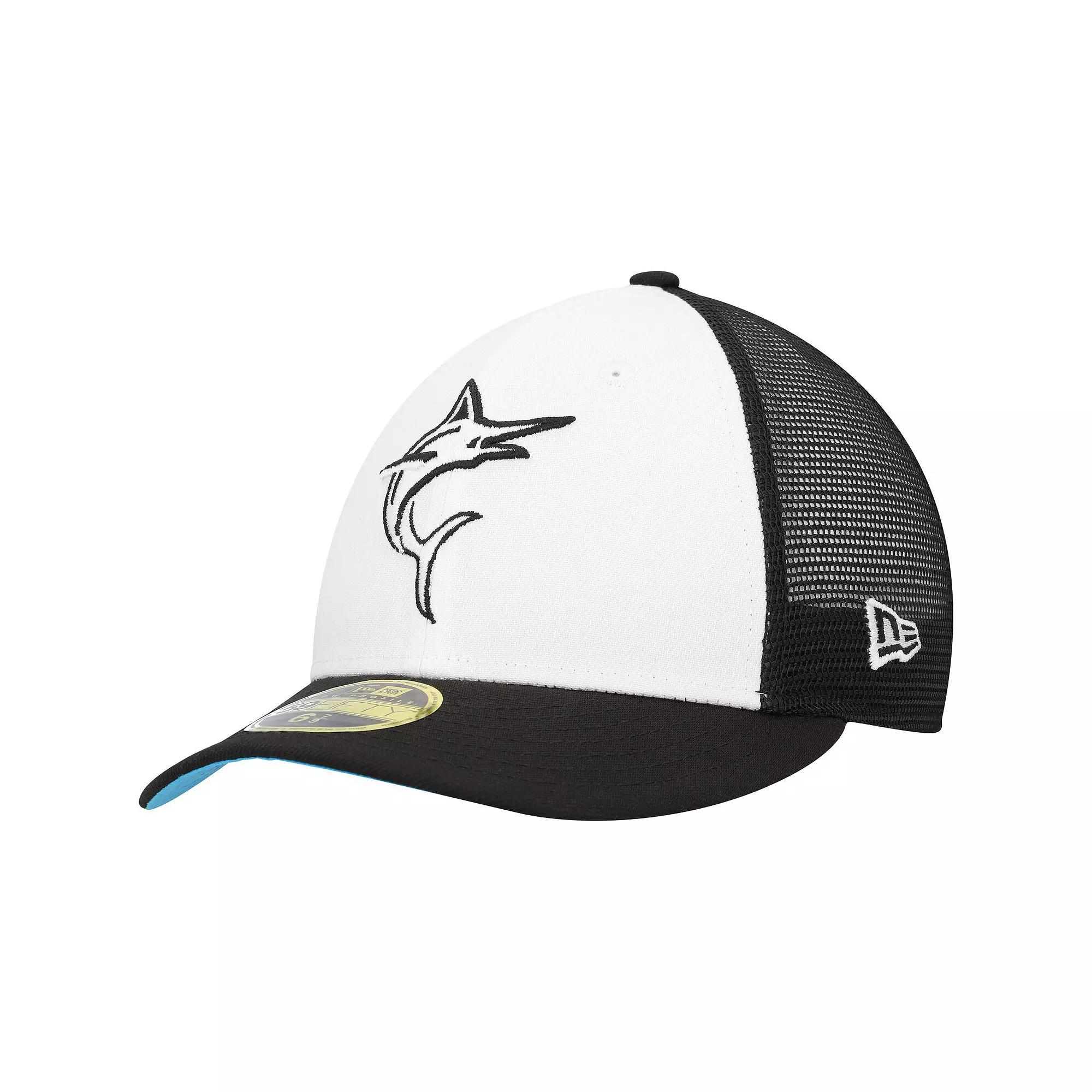 Men's New Era  Black/White Miami Marlins 2023 On-Field Batting Practice Low Profile 59FIFTY Fitted Hat, Size: 7 1/8 Product Image