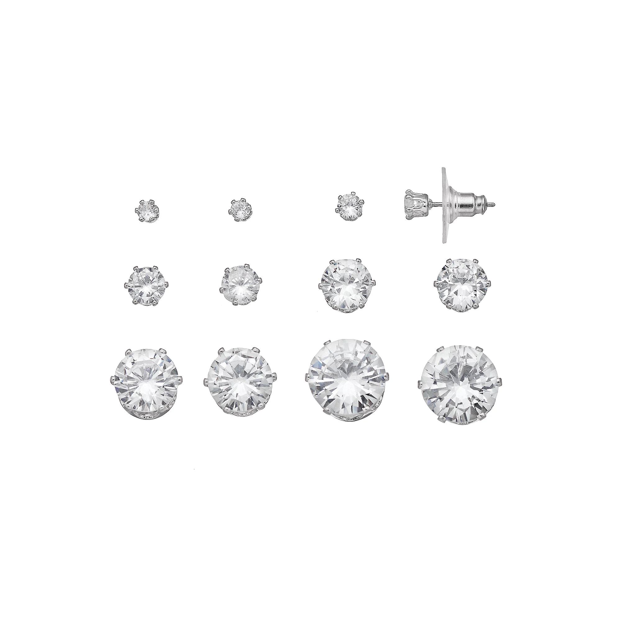 Simply Vera Vera Wang Simulated Crystal Stud Earring Set, Women's, Clear Product Image