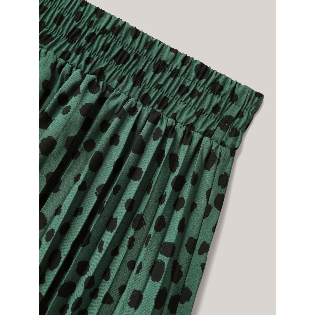 Plus Size Dot Print Pleated Midi Skirt Women Emerald Elegant Contrast Bodycon No stretch Everyday Skirts BloomChic 28/5X Product Image