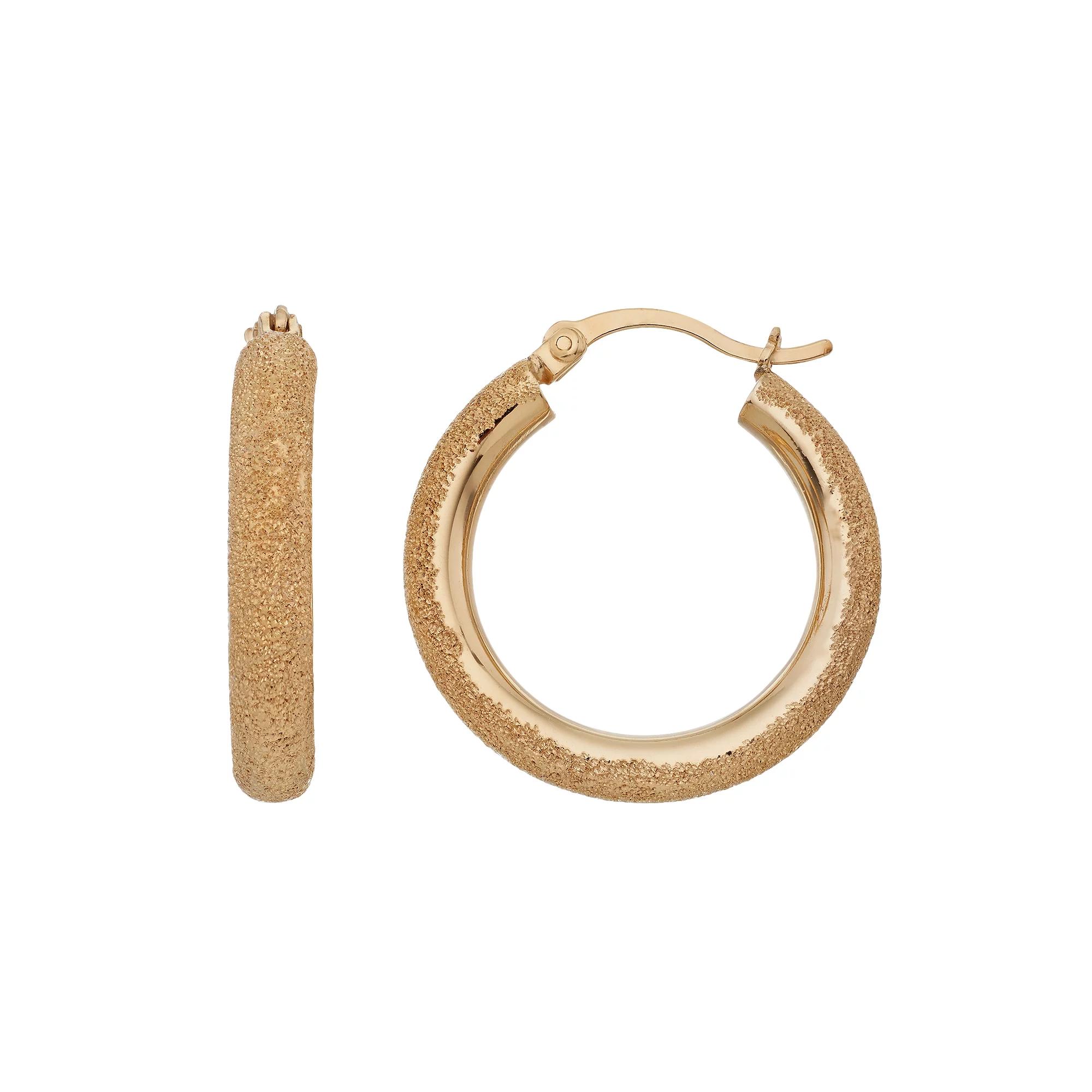 Sterling Silver Hoop Earrings, Women's, 18k Gold Over Silver Product Image