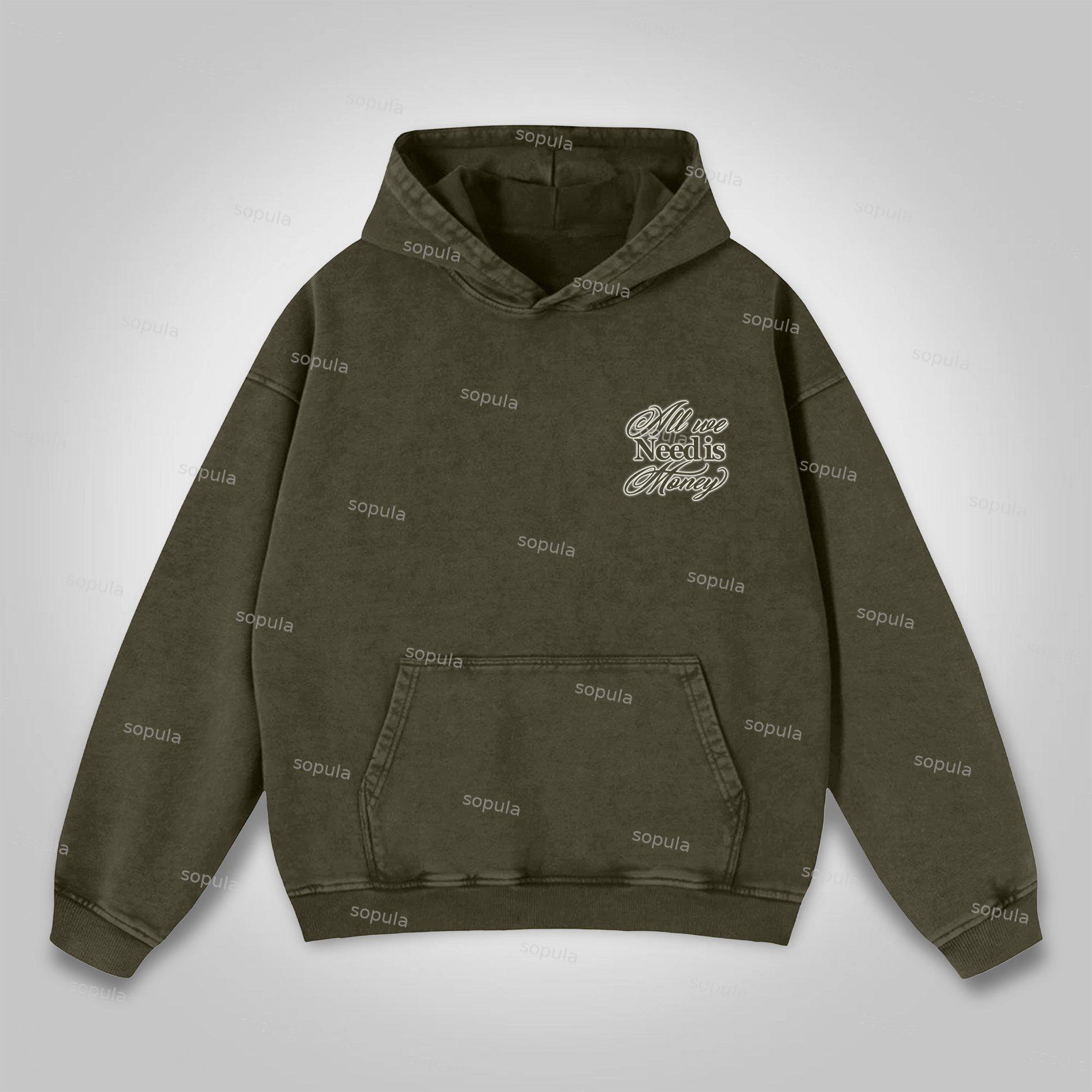 Sopula All We Need Is Money Washed Hoodie Product Image