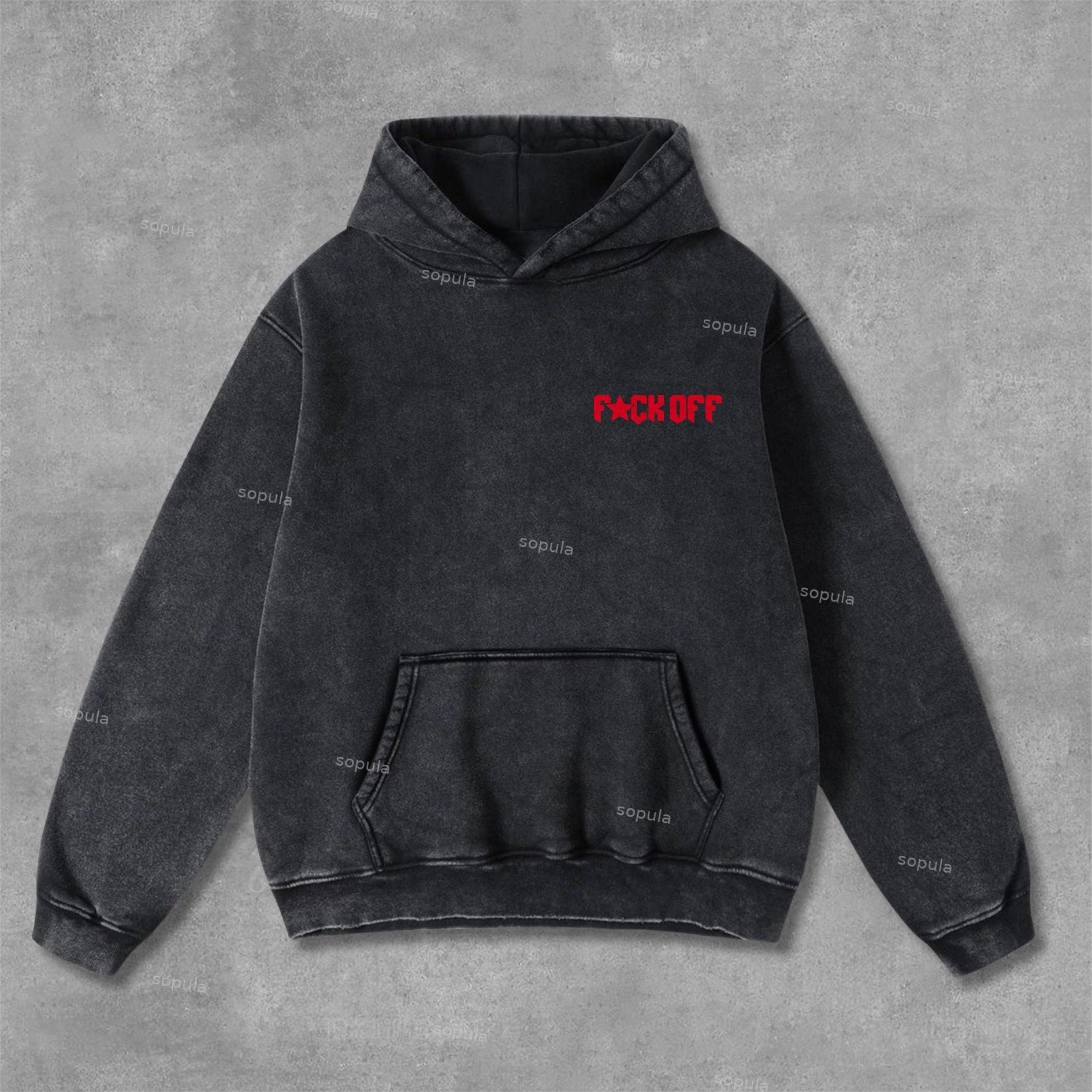 Sopula Vintage Y2k Street Graphic Washed Hoodie Product Image