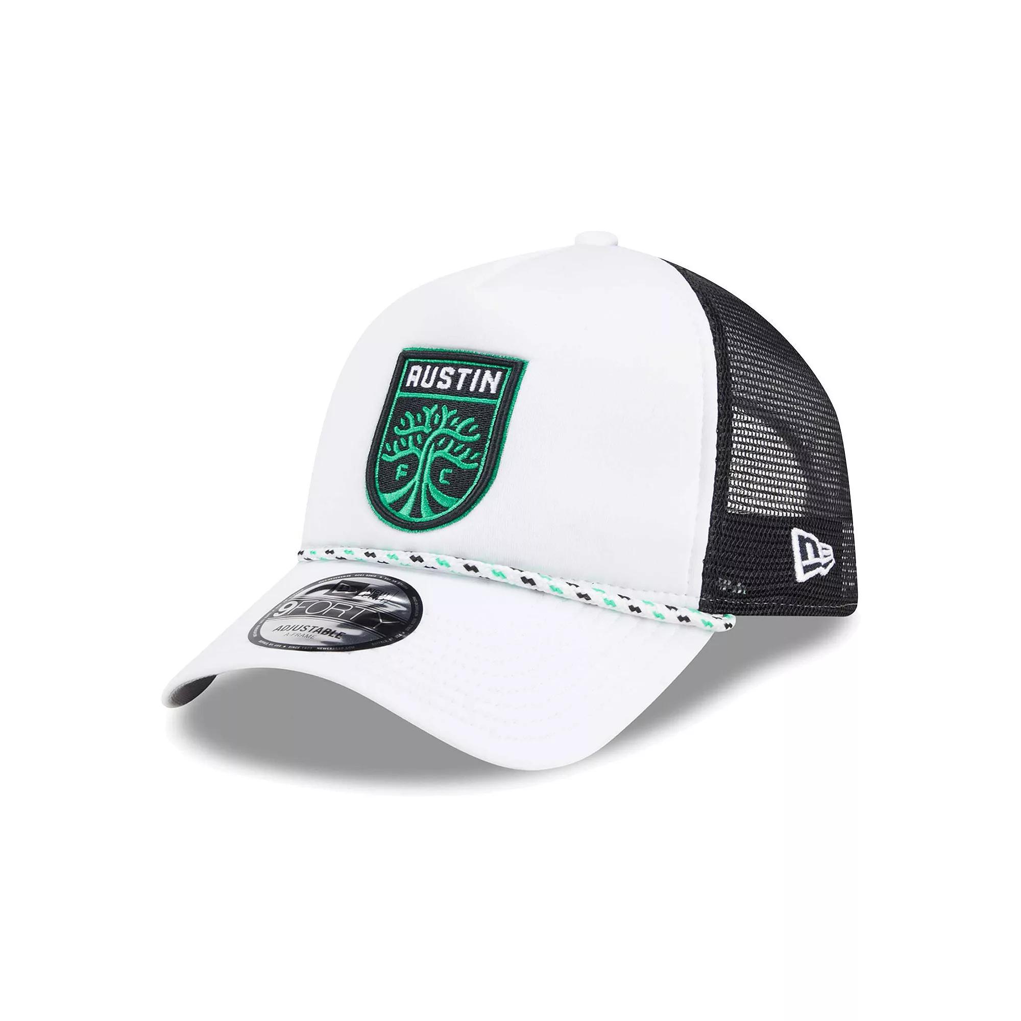 Men's New Era White/Black Austin FC Court Sport Foam A-Frame 9FORTY Adjustable Trucker Hat, Afc White Product Image