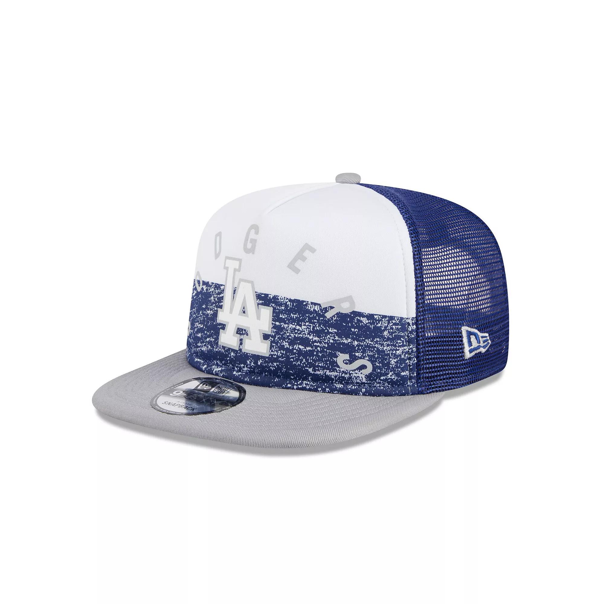 Men's New Era White/Gray Los Angeles Dodgers Team Foam Front A-Frame Trucker 9FIFTY Snapback Hat Product Image