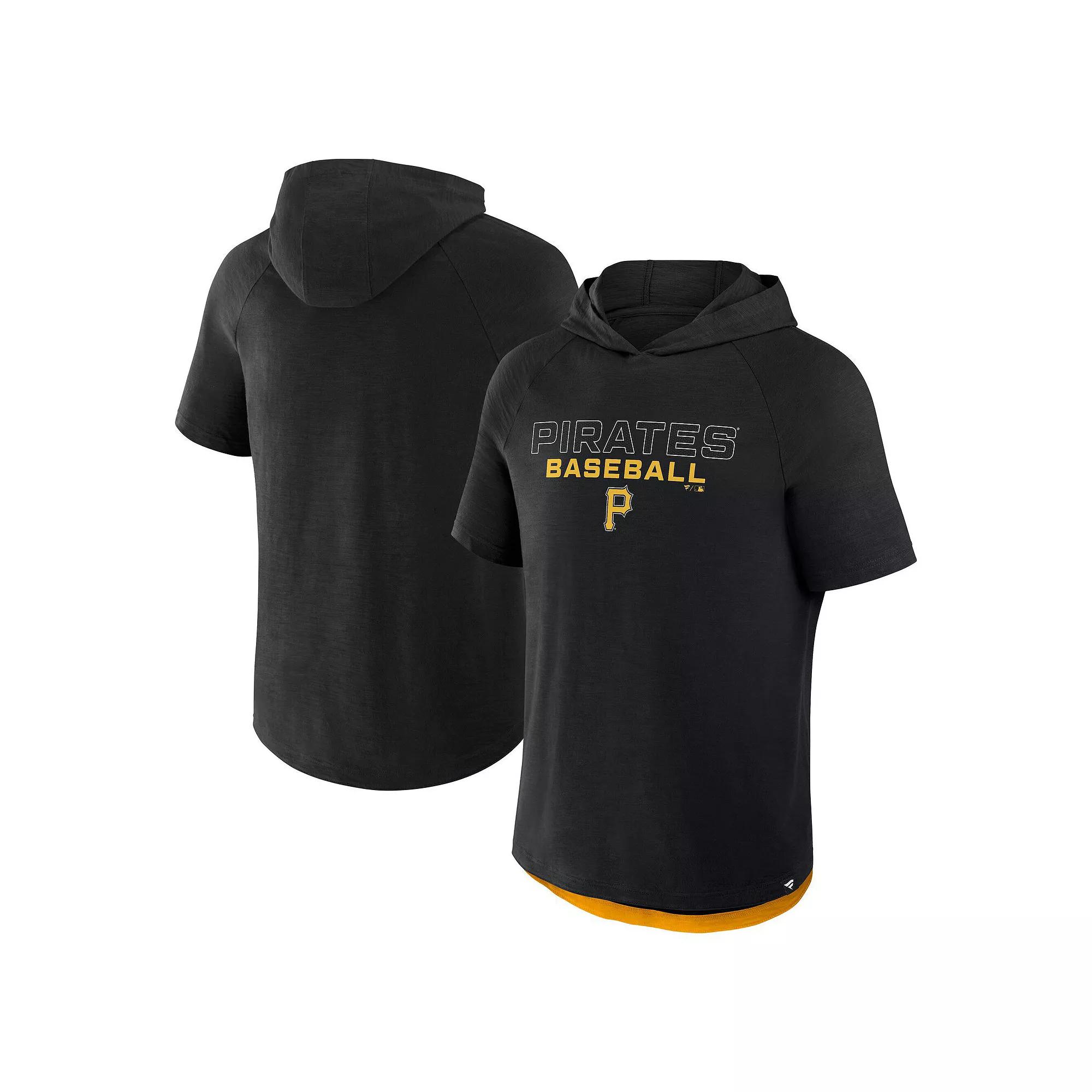 Men's Fanatics Black Pittsburgh Pirates Clubhouse Optimal Play Raglan Hoodie T-Shirt,  Product Image