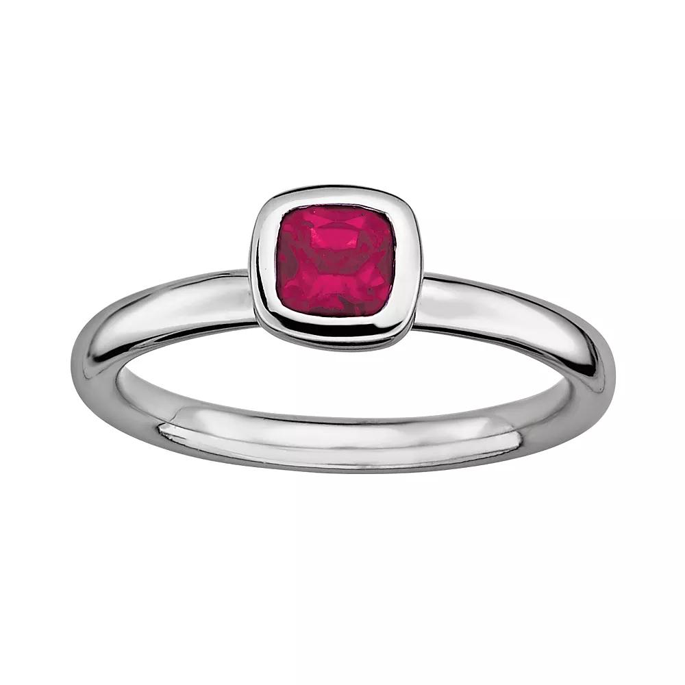 Stacks & Stones Sterling Silver Lab-Created Ruby Stack Ring, Women's, Size: 9 Product Image