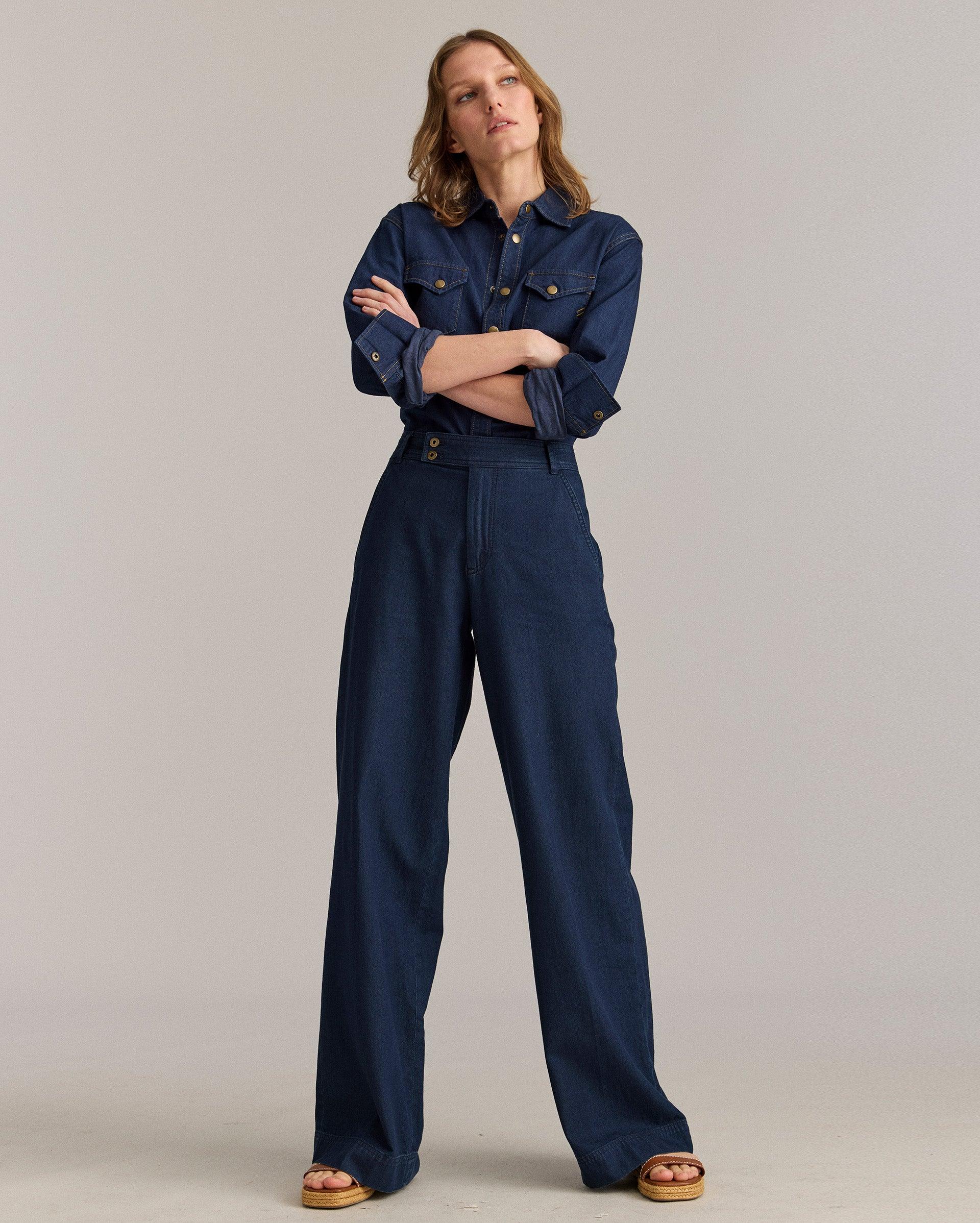 Denim Wide Leg Trouser -  Product Image