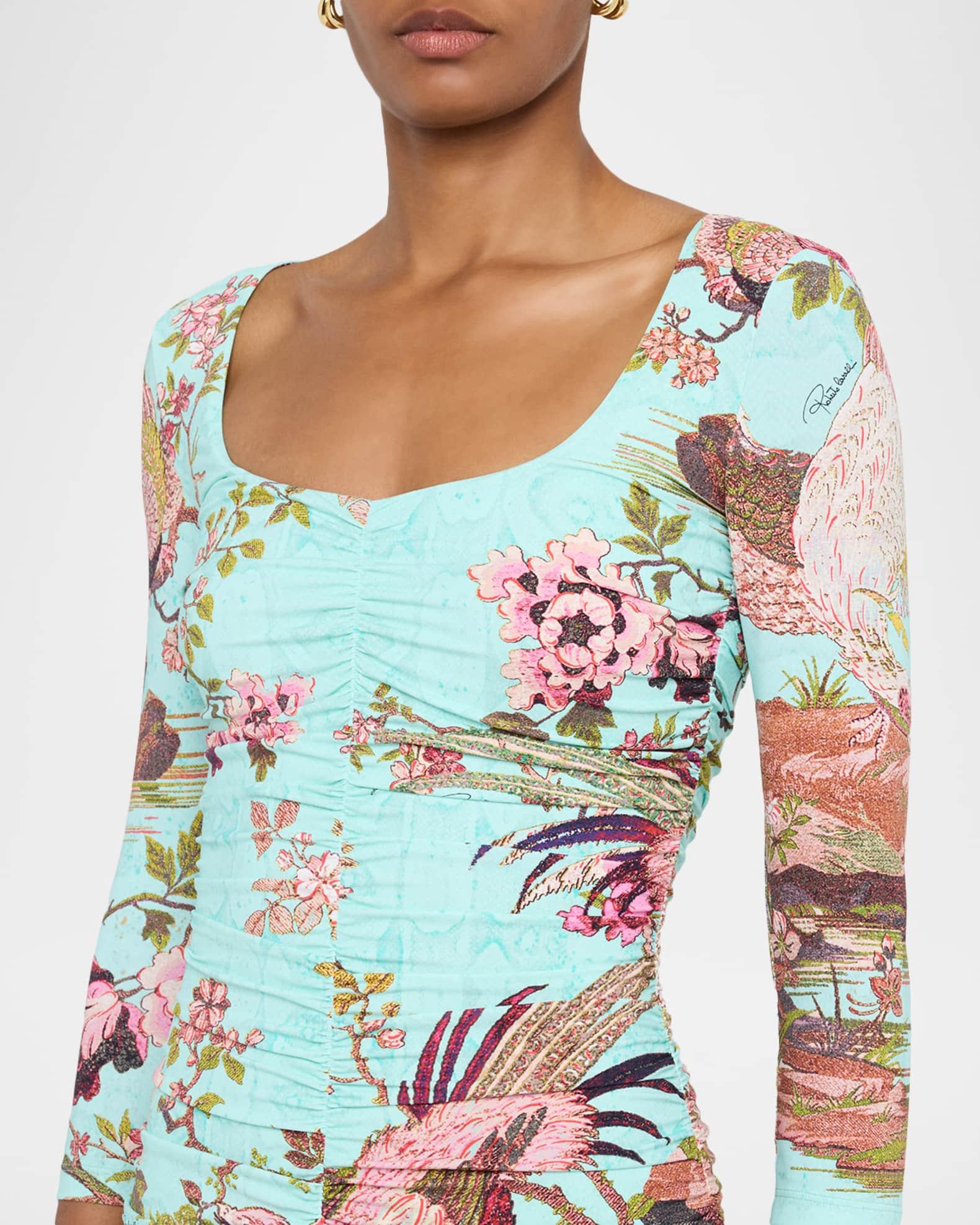 Ruched 3/4-Sleeve Mini Dress Product Image