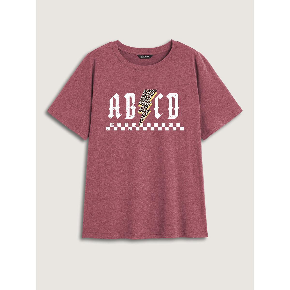 Plus Size Wild Letters Round Neck T-Shirt Plum Women Non Positive slogan Round Neck Everyday-Casual T-shirts BloomChic 12/L Product Image