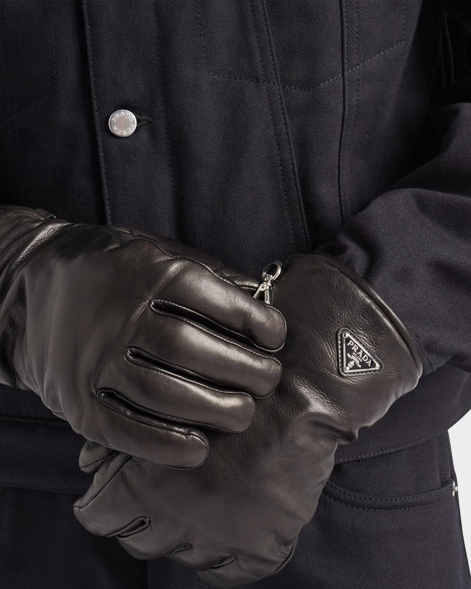Men's Triangle Logo Leather Gloves Product Image