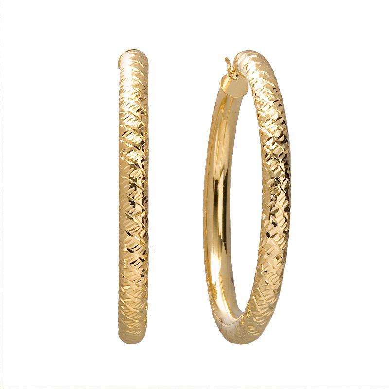 18k Gold-Over-Silver Hoop Earrings, Womens, 18k/Silver Product Image
