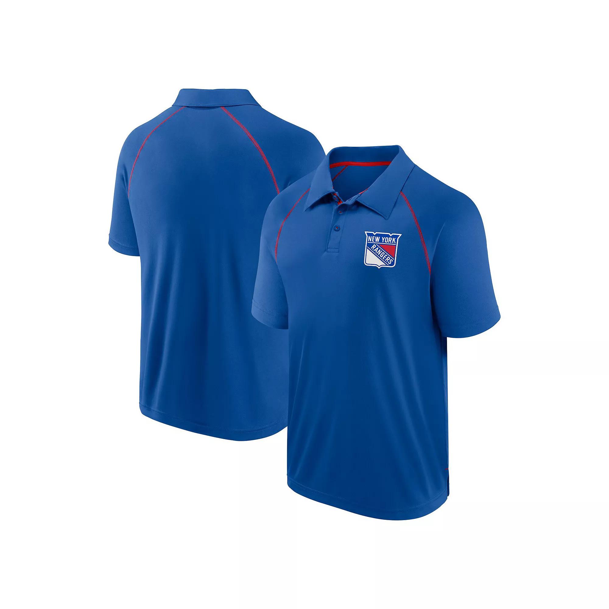 Men's Fanatics Blue New York Rangers Raglan Strong Alone Polo,  Product Image