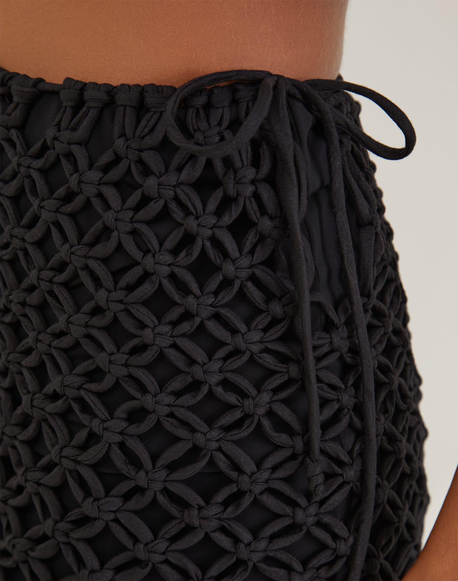 Gio Macrame Mini Skirt - Black Product Image